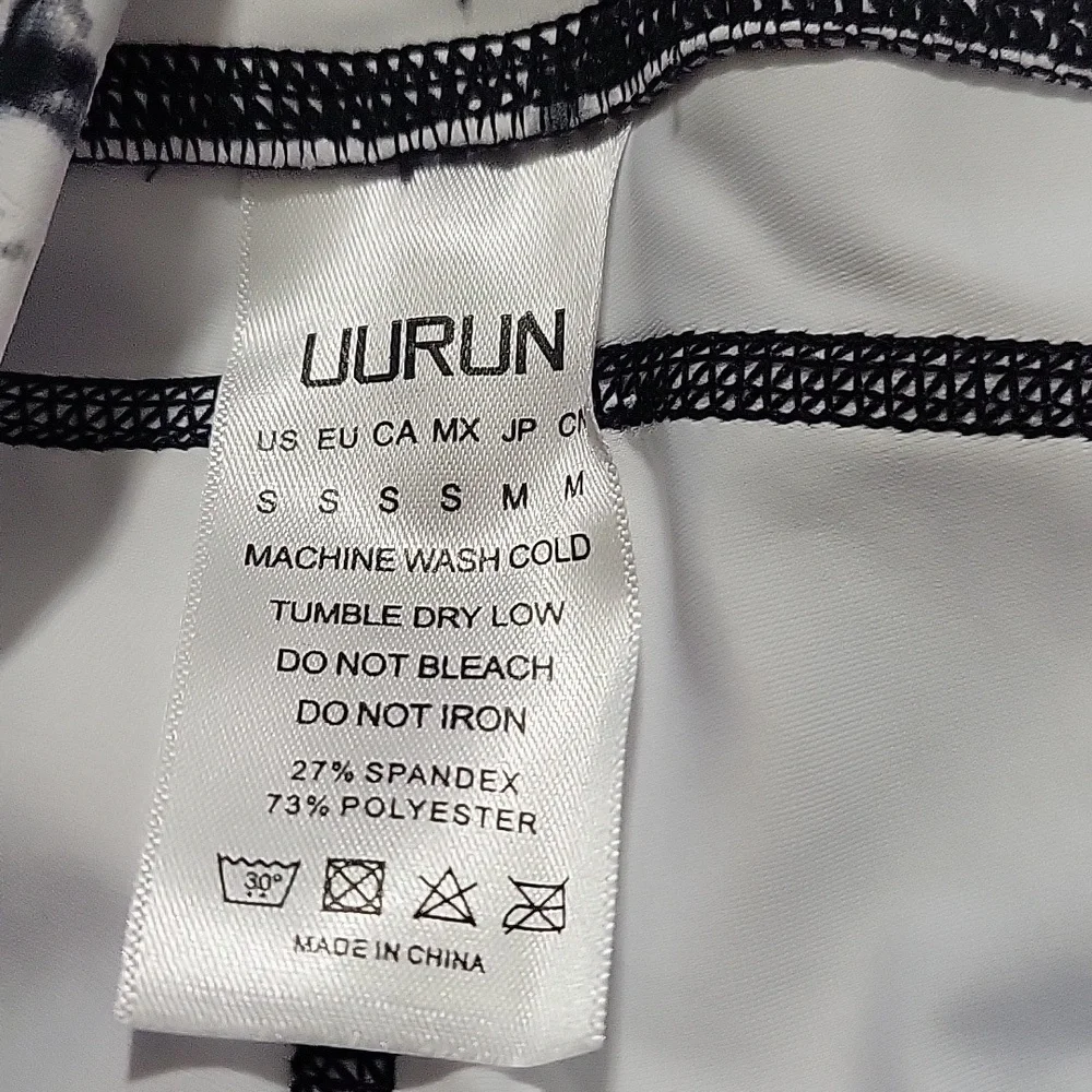 NWT UURUN Small Black and White Marble Print Leggings - Picture 3 of 4